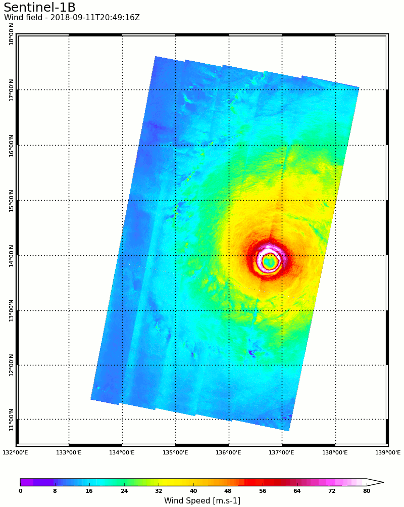 Typhoon Mangkut wind speed