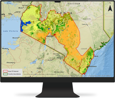 Map of the different crops grown in the Kenya study area
