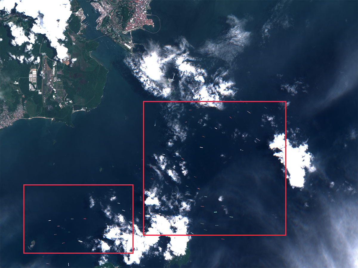 South side of Panama canal, Sentinel 2 image