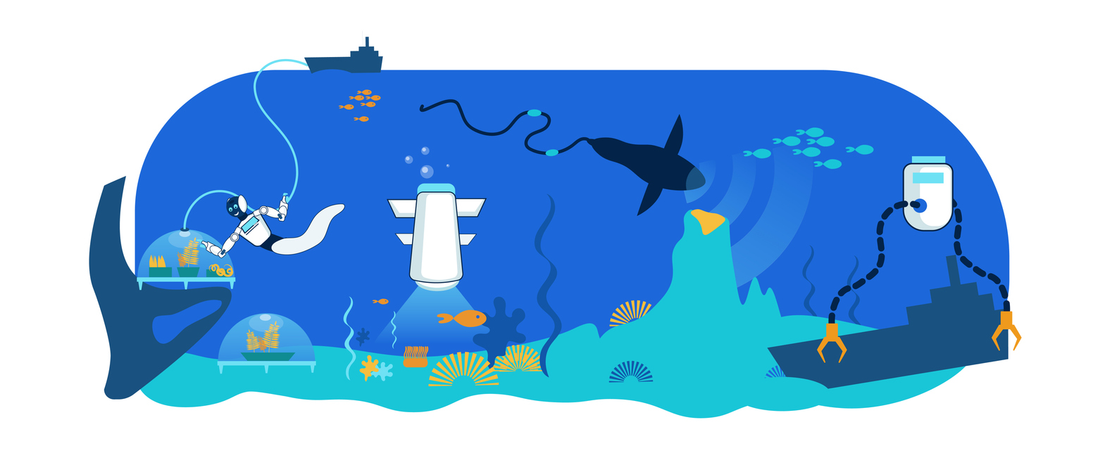 Sea Underwater Robot Technology. Research droneseastem project Underwater Sea Robot Technology