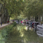 cyclistes en bord du canal du midi à Toulouse
