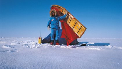 Jean-Louis Etienne and an Argos beacon